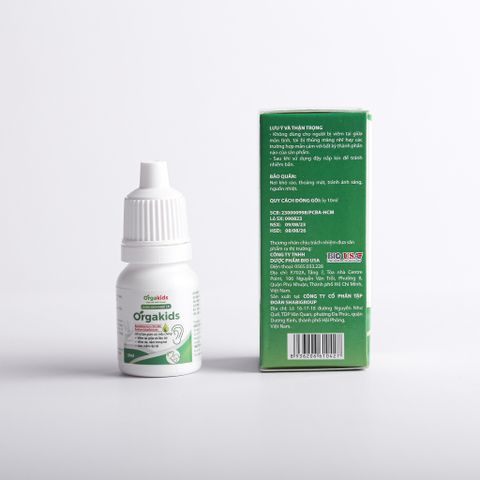 Dung dịch nhỏ tai cho bé Orgakids 10ml - Giảm viêm tai giữa an toàn cho trẻ từ 6 tháng và phụ nữ mang thai, chiết xuất thiên nhiên hiệu quả.