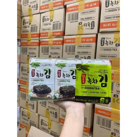 Rong biển ăn liền Greentea Kang's Food Hàn Quốc thùng 72 gói