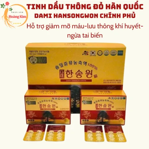 {CHÍNH HÃNG} Tinh dầu thông đỏ chính phủ cao cấp Dami Hansongwon Hàn Quốc hộp 120 viên