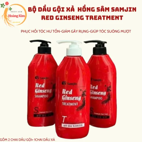 Bộ ba dầu gội xả tinh chất hồng sâm Samjin Hàn Quốc giảm gãy rụng phục hồi tóc