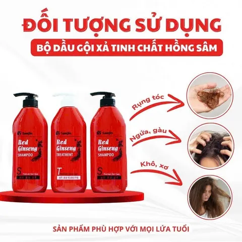Bộ ba dầu gội xả tinh chất hồng sâm Samjin Hàn Quốc giảm gãy rụng phục hồi tóc