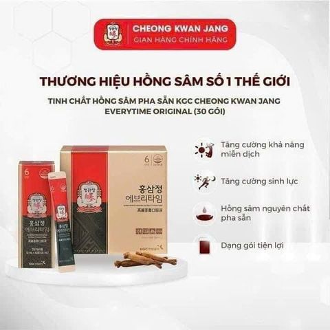Tinh Chất Hồng Sâm Pha Sẵn KGC Jung Kwan Jang Everytime Original 30 Gói hậu duệ Everytime Kgc