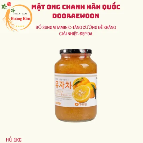 Mật ong chanh Hàn Quốc nắp đen loại ngon Vipp hiệu Dooraewon hủ 1kg
