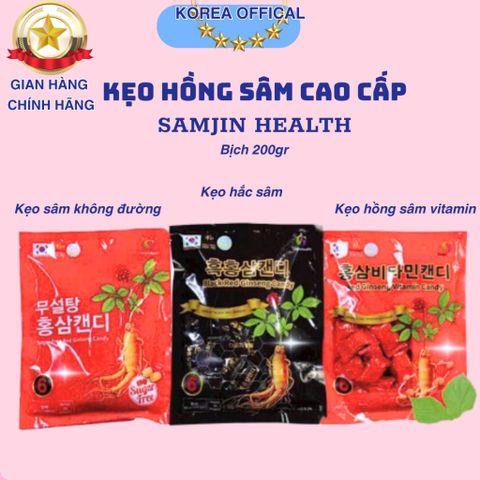 Kẹo Hồng Sâm Cao Cấp Samjin Health Hàn Quốc Bịch 200g