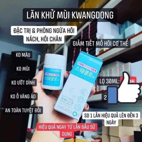 Lăn Khử Mùi Kwangdong Roll On Type Sweatclor Hàn Quốc 30ml, nách, tay, chân