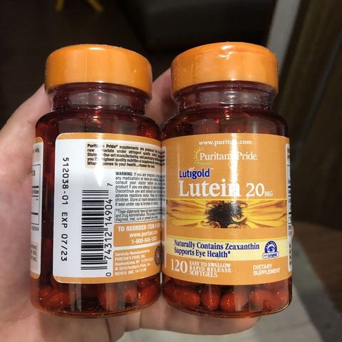 Viên uống bổ mắt Lutein 20mg Puritan's Pride - Giảm nhức mỏi mắt, Tăng cường thị lực, Bảo vệ sức khỏe đôi mắt