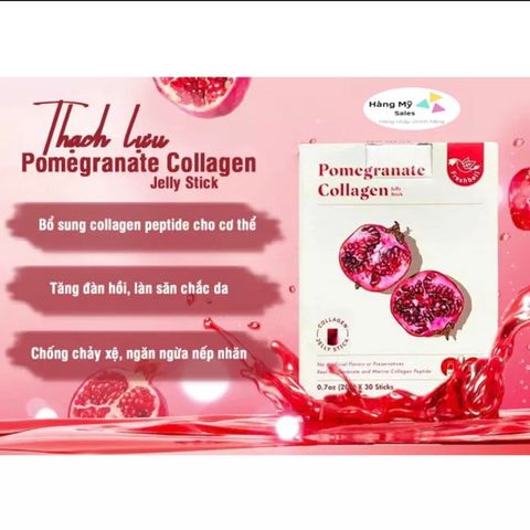 [DATE 10.2023] THẠCH LỰU POMEGRANATE COLLAGEN JELLY STICK 30 GÓI CỦA MỸ