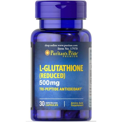 Viên Uống Trắng Da Glutathione 500mg Puritan's Pride - Hỗ Trợ Làm Đẹp, Chống Oxy Hóa, Bổ Gan - 30 Viên Cải Thiện Làn Da Sáng Mịn