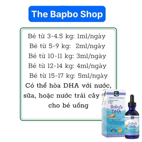 Siro DHA Baby Nordic 60ml - Bổ sung Omega-3, DHA và Vitamin D cho trẻ - Hỗ trợ phát triển trí não và thị giác cho bé từ 3 tháng đến 5 tuổi