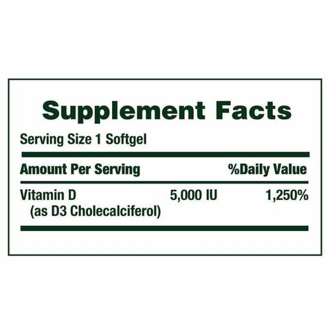 Vitamin D3 125mcg (5000IU) Nature's Bounty 400 viên - Bổ sung Vitamin D cho sức khỏe, tăng cường hệ xương và miễn dịch