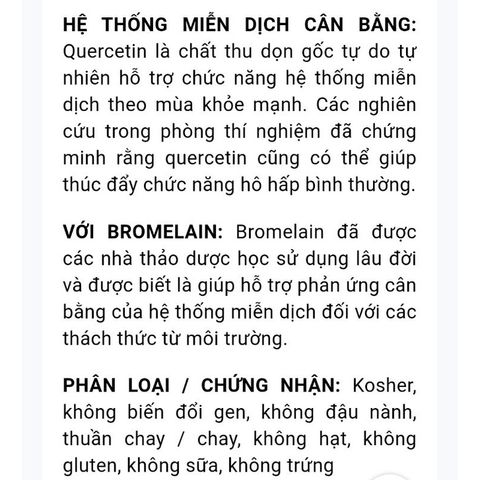 Quercetin with Bromelain cân bằng hệ miễn dịch