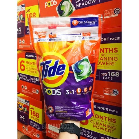 Viên giặt quần áo Tide Mỹ Pods 3 in 1 loại 42 viên bỏ thẳng vào máy giặt tự tan trong nước tiết kiệm tiện lợi