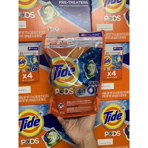Viên giặt quần áo Tide Mỹ Pods 3 in 1 loại 42 viên bỏ thẳng vào máy giặt tự tan trong nước tiết kiệm tiện lợi