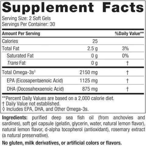 Viên Uống Bổ Sung Omega-3 Nordic Naturals Ultimate Omega 2X 2150mg - Tăng Cường Tim Mạch, Não Bộ, Xương Khớp, 1000 IU Vitamin D3