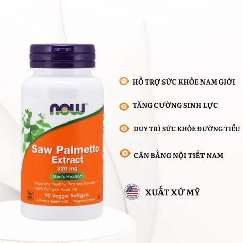Viên uống Saw Palmetto Extract NOW Foods - Hỗ trợ sức khỏe nam giới, tuyến tiền liệt, giảm rụng tóc, thực phẩm bổ sung cho người ăn chay