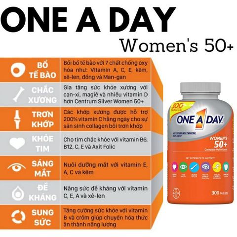 Viên uống bổ sung vitamin One A Day Women's và Men's 50+ cho phụ nữ và nam giới 300v