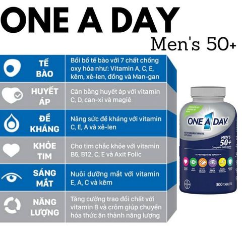 Viên uống bổ sung vitamin One A Day Women's và Men's 50+ cho phụ nữ và nam giới 300v