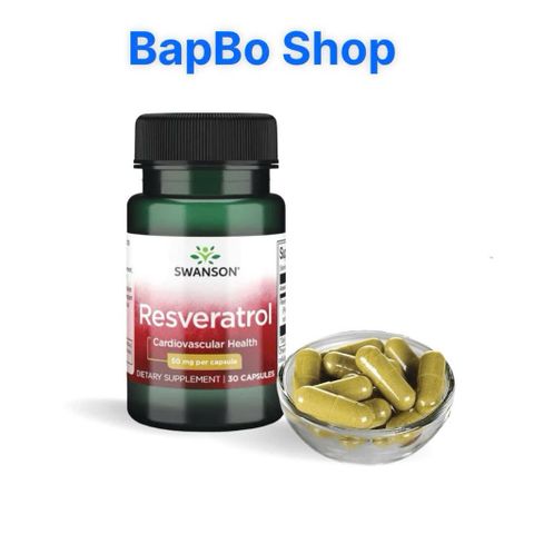 Viên Uống Resveratrol 100mg - Hỗ Trợ Tim Mạch, Chống Lão Hóa, Tăng Cường Sức Khỏe Tế Bào - 30 Viên Bổ Sung Chất Chống Oxy Hóa