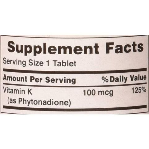 Viên uống đẹp da hỗ trợ đông máu chắc xương Vitamin K 100mg Puritan's Pride - 100 viên tăng cường sức khỏe và sắc đẹp da