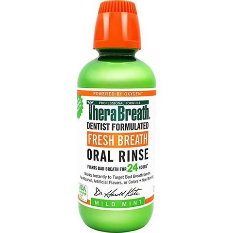Nước Súc Miệng TheraBreath Fresh Breath Icy Mint - Ngăn Ngừa Hôi Miệng, Giảm Sâu Răng, An Toàn Cho Người Nhạy Cảm, Phụ Nữ Mang Thai