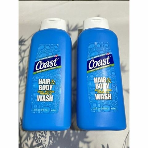 Sữa Tắm Gội Nam 2 in 1 Coast Hair & Body Mỹ - Dưỡng Da & Tóc, Hương Biển Tươi Mát, Dung Tích 946ml