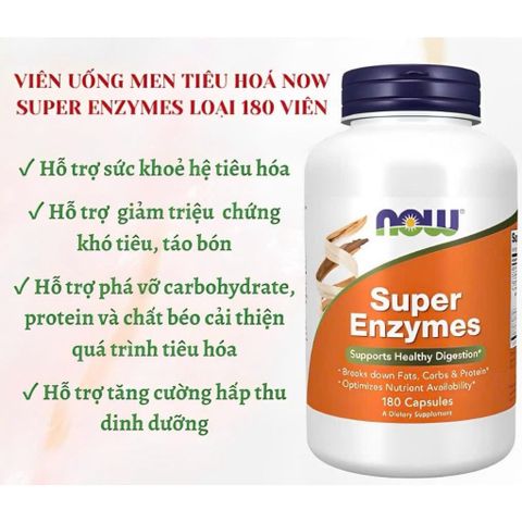 Viên Uống Hỗ Trợ Tiêu Hóa NOW Super Enzymes - Giảm Đầy Hơi, Khó Tiêu, Hỗ Trợ Tiêu Hóa Hiệu Quả, 90 Viên