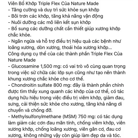 [Date 2026] Viên uống bổ khớp Nature Made Triple Flex 200v