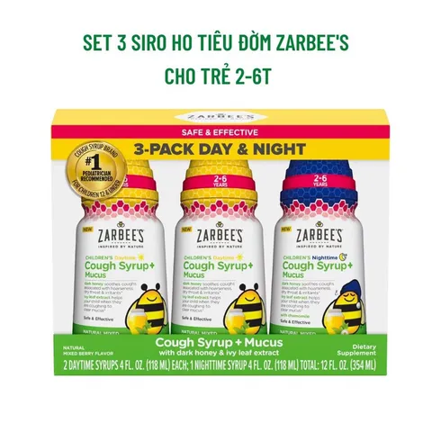 Siro ho ong tiêu đờm Zarbee's Cough Syrup + Mucus ngày và đêm 118ml của Mỹ