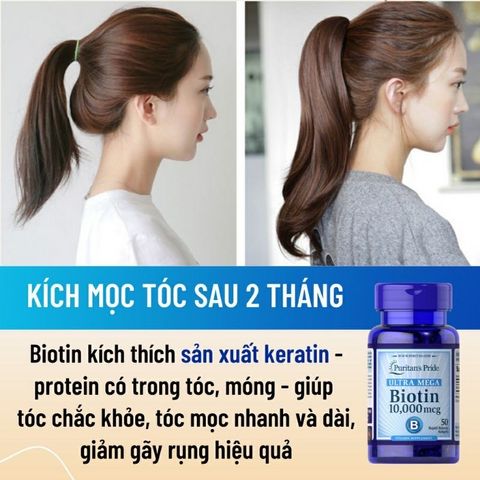 Viên uống Biotin Puritan's Pride 10000 mcg - Giảm rụng tóc, kích thích mọc tóc và nuôi dưỡng tóc khỏe mạnh