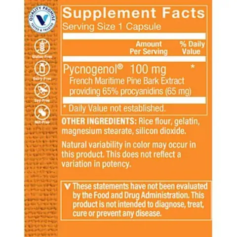 Viên uống chống oxy hóa đẹp da THE VITAMIN SHOPPE Pycnogenol 100 MG 30v