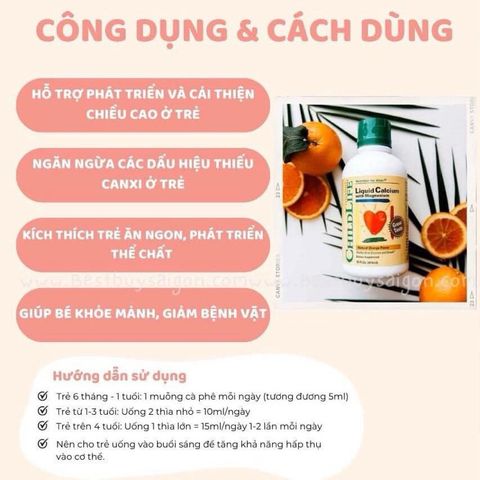 [Date 1/2025] Canxi hữu cơ d3 cho bé kèm kẽm CHILDLIFE Mỹ calcium 473ml