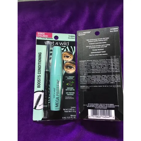 [Combo] Chuốt mi mascara và chì kẻ mí mắt eyeliner Wet n Wild Mega protein mascara