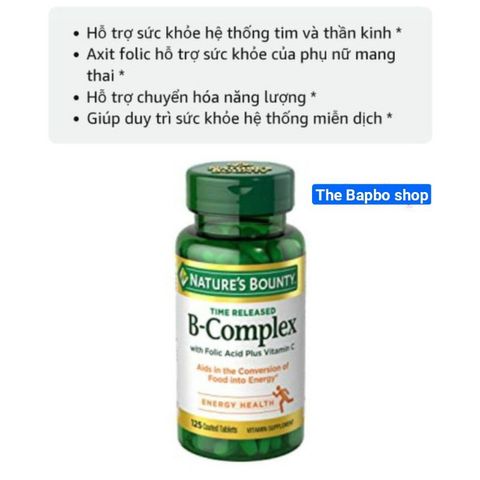 Viên uống tổng hợp Vitamin B Complex với Axit Folic và Vitamin C - Hỗ trợ sức khỏe tim mạch và miễn dịch tự nhiên