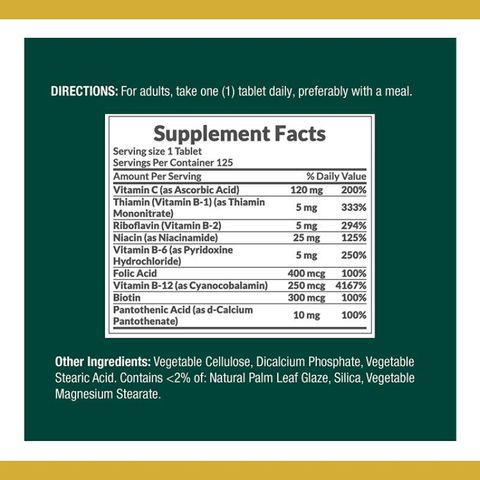 Viên uống tổng hợp Vitamin B Complex với Axit Folic và Vitamin C - Hỗ trợ sức khỏe tim mạch và miễn dịch tự nhiên
