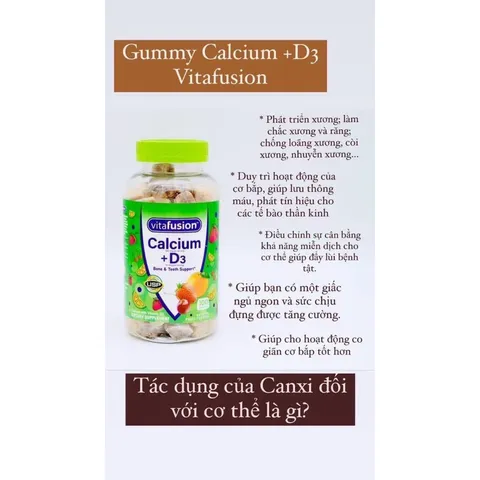 [Date 2025] Kẹo dẻo bổ sung canxi Vitafusion Calcium + D3 100v