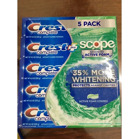 Kem Đánh Răng Crest Complete Extra Whitening Plus Scope - Làm Trắng, Ngừa Sâu Răng, Hơi Thở Thơm Mát - 323g