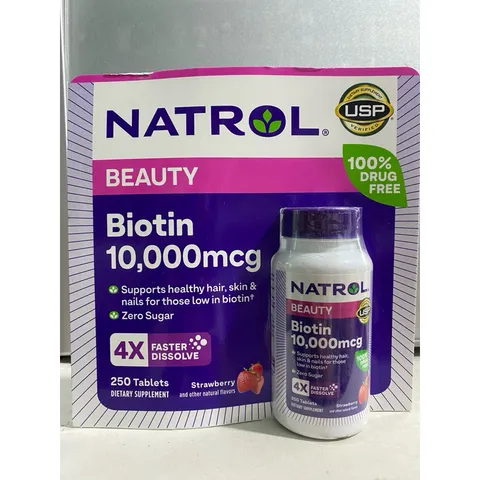Viên ngậm hương dâu Natrol Biotin Beauty Extra