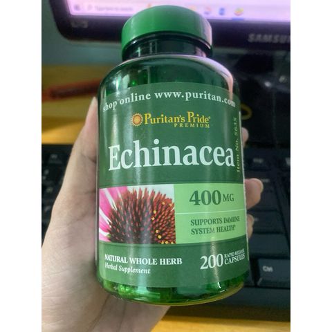 Viên uống Echinacea 400mg Puritan’s Pride - Hỗ trợ miễn dịch, tăng cường sức khỏe, 200 viên, Hàng Mỹ