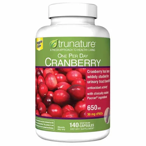 Viên uống Trunature Cranberry 650mg hỗ trợ viêm đường tiết niệu - 140 viên nâng cao sức khỏe và miễn dịch người lớn