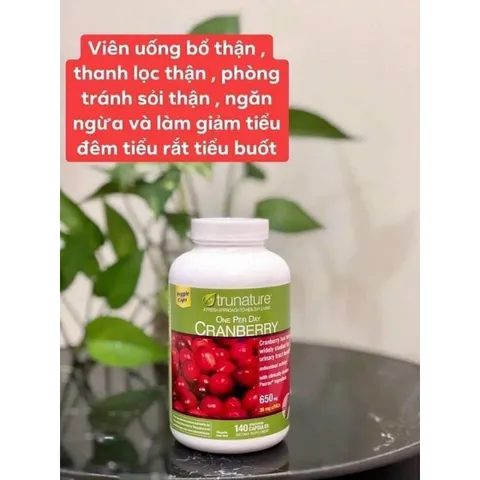 Viên uống Trunature Cranberry 650mg hỗ trợ viêm đường tiết niệu - 140 viên nâng cao sức khỏe và miễn dịch người lớn