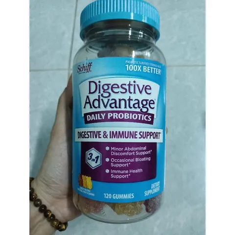 Kẹo dẻo hỗ trợ hệ tiêu hóa và tăng cường sức đề kháng Schiff Digestive Advantage Probiotic 120v