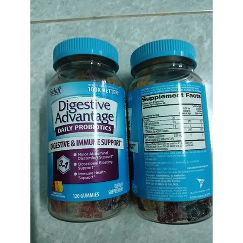 Kẹo dẻo hỗ trợ hệ tiêu hóa và tăng cường sức đề kháng Schiff Digestive Advantage Probiotic 120v