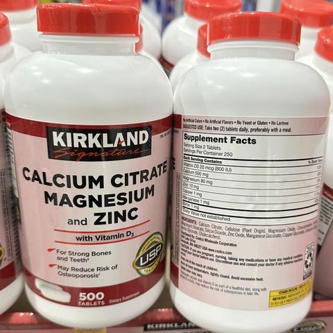 Bổ xương khớp Kirkland Calcium Citrate Magnesium Zinc D3 500 viên