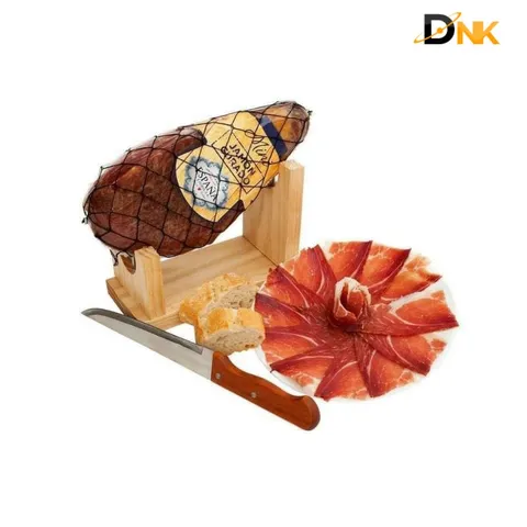 Đùi heo muối Espana Mini Jamon Curado Tây Ban Nha 1kg - Hương vị đặc trưng, set hoàn hảo gồm giá đỡ và dao cắt cho tiệc tùng.