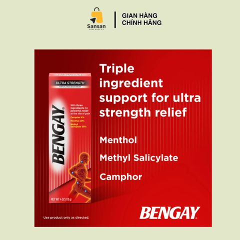 Kem BENGAY Ultra Strength 113g - Dầu Mát Xoa Giảm Đau Mỹ - Hỗ Trợ Giảm Đau Cơ Bắp và Khớp, Hàng Nội Địa
