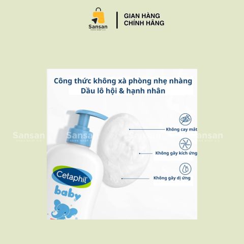 Sữa Tắm Gội Cetaphil Baby Dịu Nhẹ 400ml - Chiết Xuất Hoa Cúc Hữu Cơ, An Toàn Cho Da Nhạy Cảm Của Bé