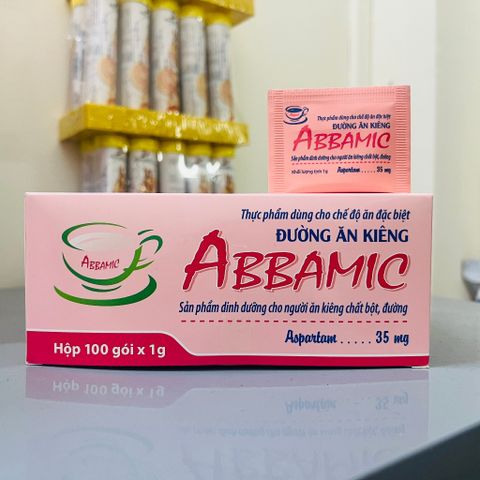 Đường ăn kiêng ABBAMIC 100 gói màu hồng - Sản phẩm cho người tiểu đường và chế độ ăn giảm cân, ngọt tự nhiên, an toàn sức khỏe