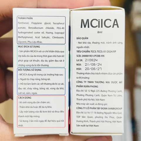 Kem bôi nấm, ngứa, ngừa mụn MCiICA - dưỡng ẩm da khô, cháy nắng