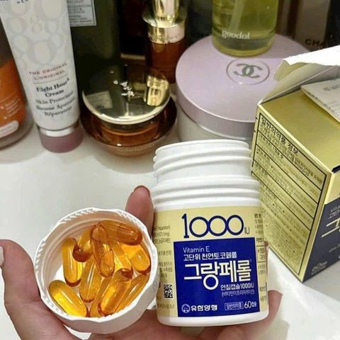 Viên uống Vitamin E 1000IU Hàn Quốc - Hỗ trợ làm đẹp da, cải thiện sức khỏe và sinh sản, 60 viên