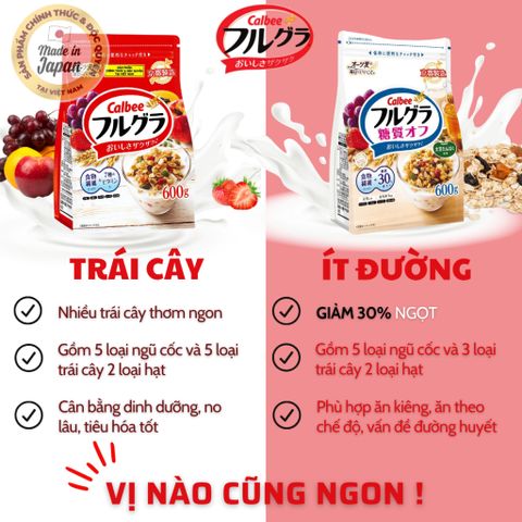 Ngũ Cốc Trái Cây Calbee Nhật Bản 400g Ít Đường [DATE T4/2027] Ngũ cốc Dinh dưỡng Ít đường